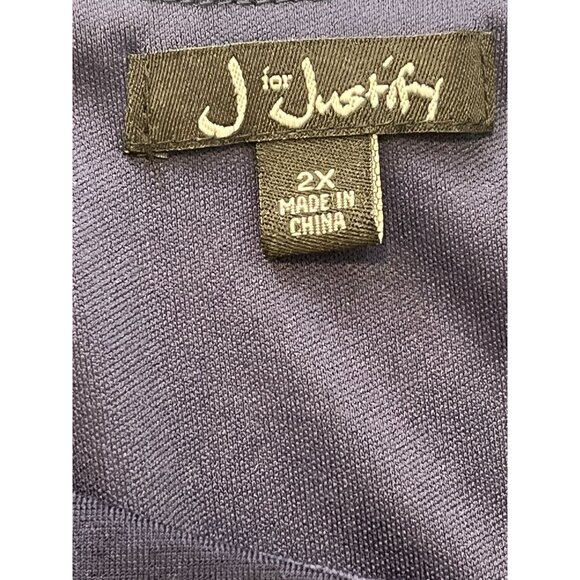 J for Justify Navy Blue Plus 2X Maxi Dress Sleeveless Chevron Hem Belted - Picture 6 of 12